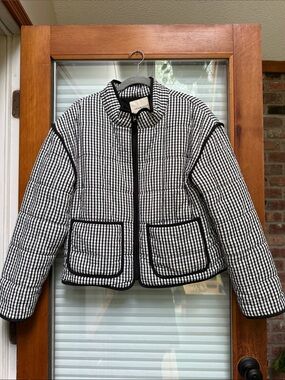 Thread & Supply Black and White Gingham Quilted Jacket